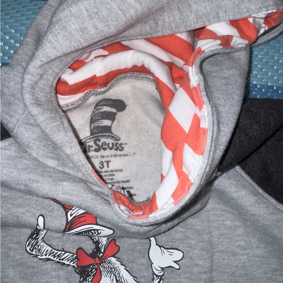 Dr. Seuss Cat in the Hat Gray Red Pullover Hoodie Boys Size 3T - Picture 3 of 3